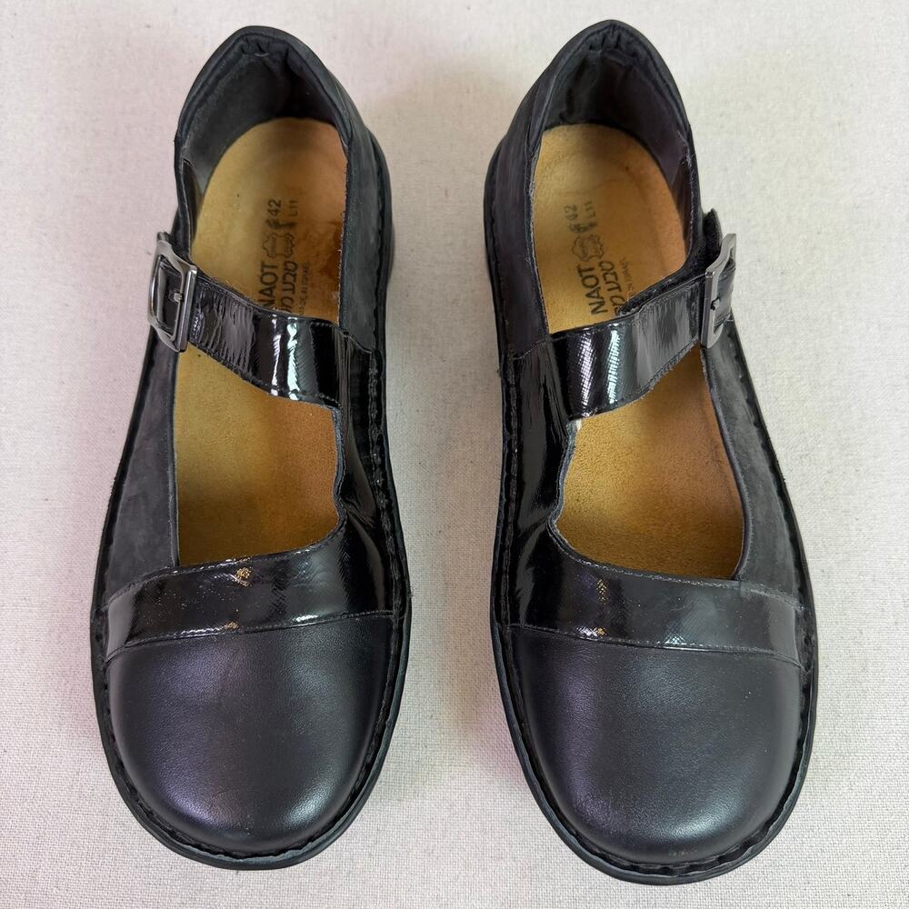 Naot Rhythm Mary Janes Women's EU 42 US 11 Black Leather Comfort Lagenlook Hygge - Picture 3 of 15